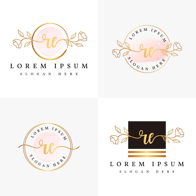 Initial re feminine logo collections template.