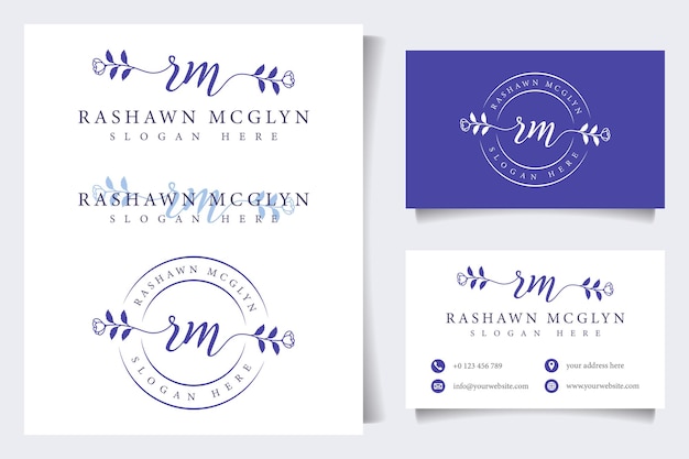 Initial rm feminine logo collections with business card template