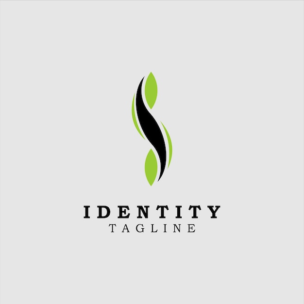 initial S leaf Logo Design Template Green and Black Color