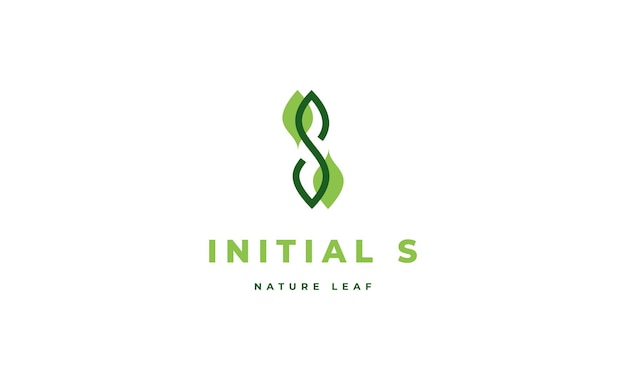 initial S leaf Logo Design Template Green Color