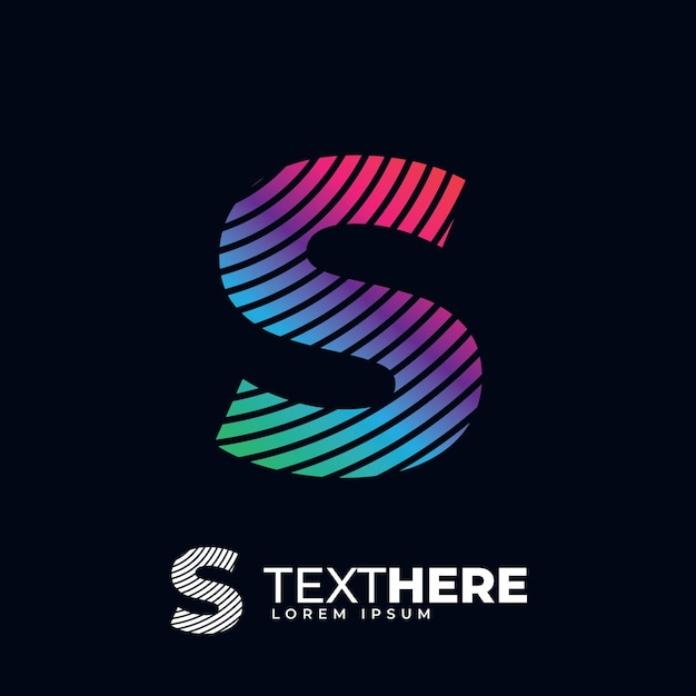 Initial S letter colorful Modern digital alphabet font Rainbow color logo design futuristic font