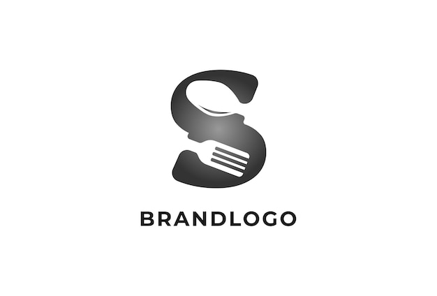 Initial S logo, letter S with a Spoon and Fork combination, usable for restaurant, cafe, food and ba