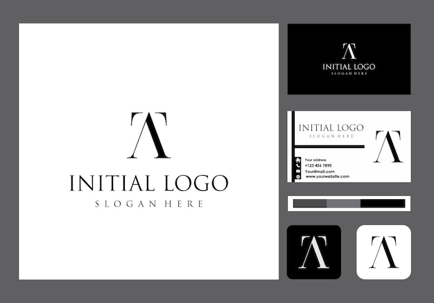 Initial AT simple and business card icon