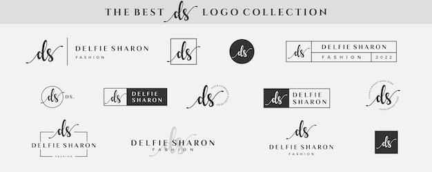 Initial simple letter DS D logo monogram on black for beauty fashion photography design collection