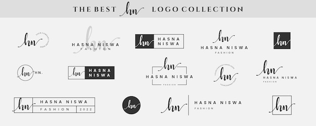 Initial simple letter HN H logo monogram on black for beauty fashion photography design collection