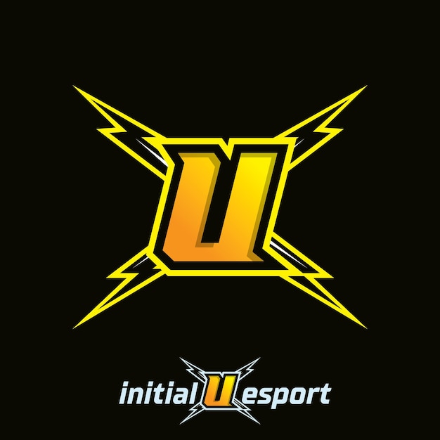 Initial U letter esport logo illustration esport mascot gamer team work design streamer logo