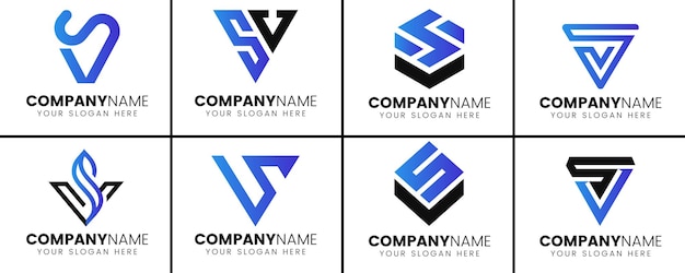 Initial vs logo design set