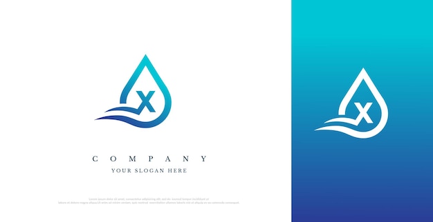 Initial X Water Logo Design Vector 