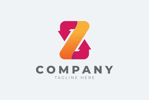 Initial Z Logo Gradient Letter Z with Arrow combination vector illustration