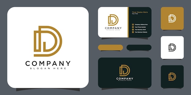 Initials letter D logo vector design template and business card