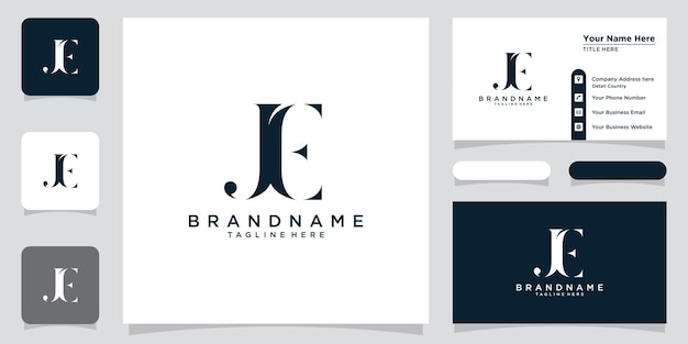 Initials letter JE logo vector design with business card design Premium Vector