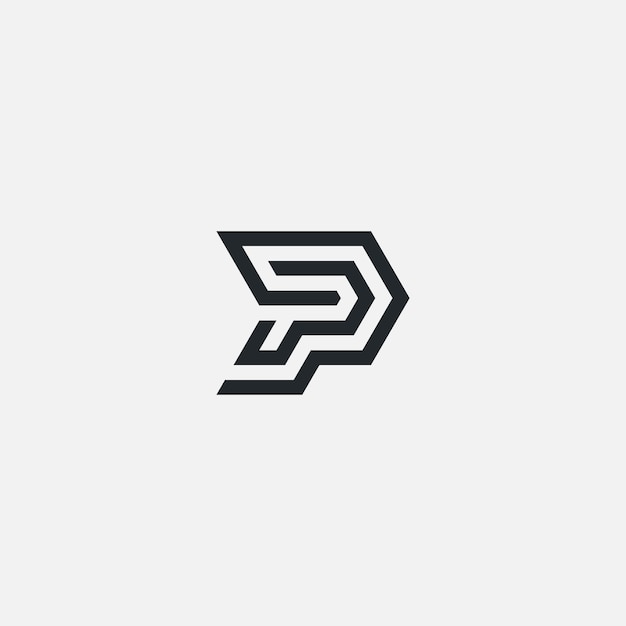 Initials letter p minimalist line logo design template