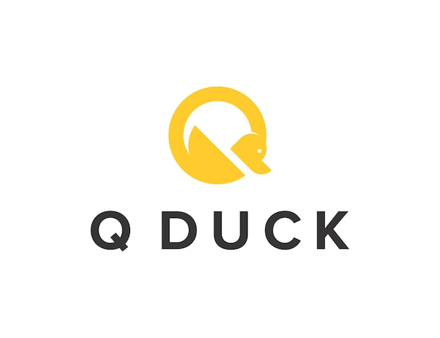 initials letter Q with duck simple sleek creative geometric modern logo design