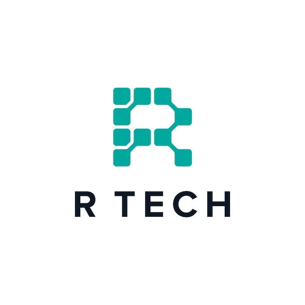 initials letter R for tech industry simple sleek creative geometric modern logo design