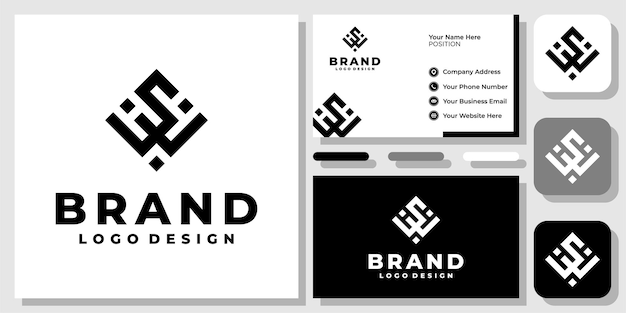 Initials Letters SW WS Geometric Square Box Modern Monogram Icon Logo Design Business Card Template