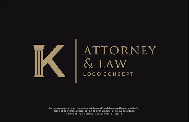 initials monogram K letter attorney and law business logo template, vector illustration.