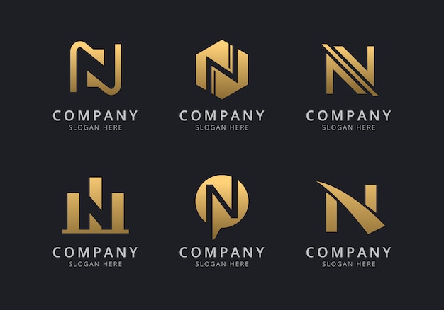 Initials N logo template with a golden style color for the company