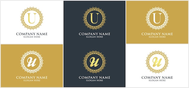 Initials U Luxury Letter Logo Design Vector