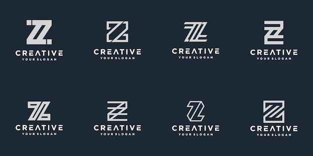 Initials z line monogram logo template