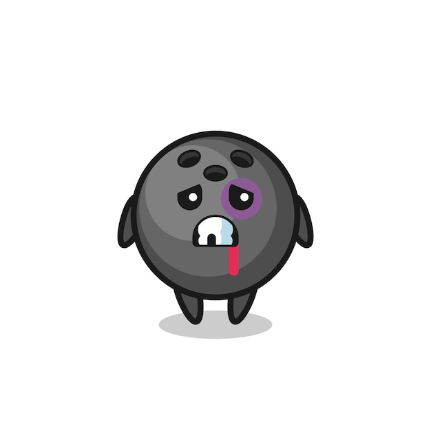 Injured bowling ball character with a bruised face , cute style design for t shirt, sticker, logo element