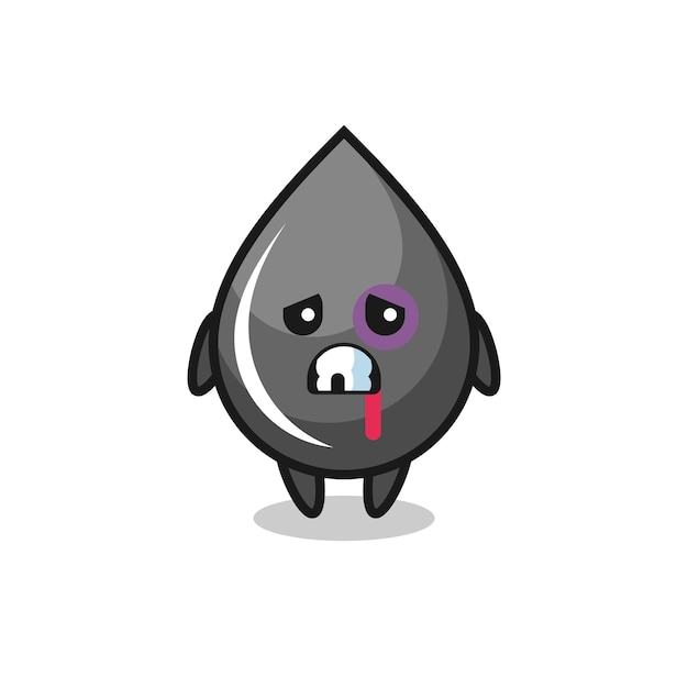 Injured oil drop character with a bruised face , cute style design for t shirt, sticker, logo element