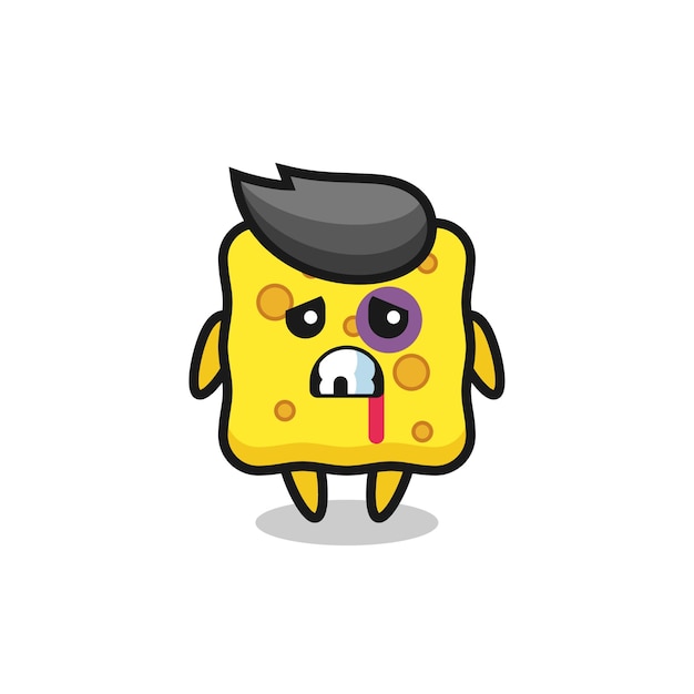 Injured sponge character with a bruised face , cute style design for t shirt, sticker, logo element