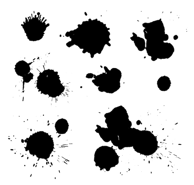 Ink blots isolated on white background