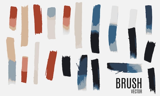 Vector ink brush abstract stroke collection