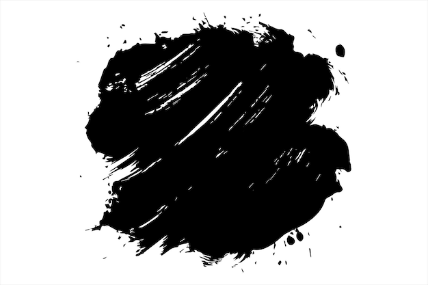 Ink brush stroke black set Grunge isolated texture on white background