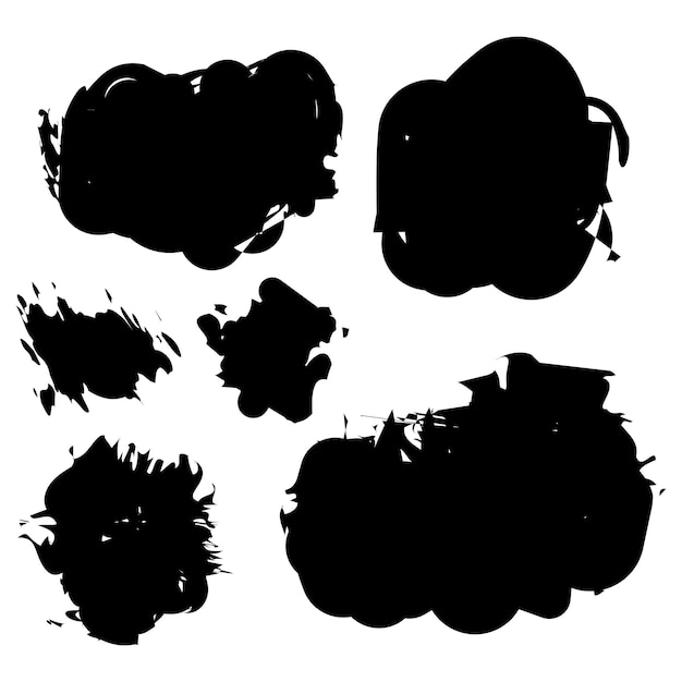 Ink brush stroke collection and watercolor brush stroke style black grungy paint in set