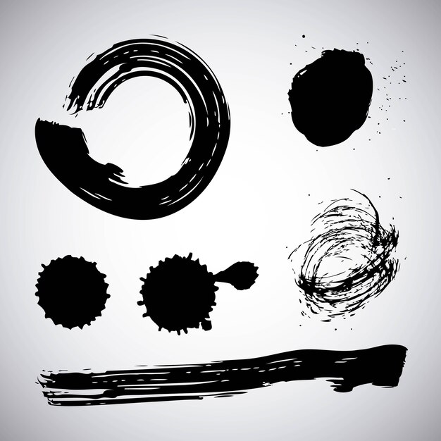 Vector ink brush stroke different grunge creative element paintbrush