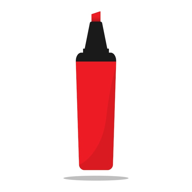 Ink Graphic Red Marker Pen Highlighter isolated on white flat vector illustration