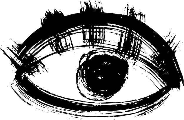 Vector ink grunge dry brush open eye