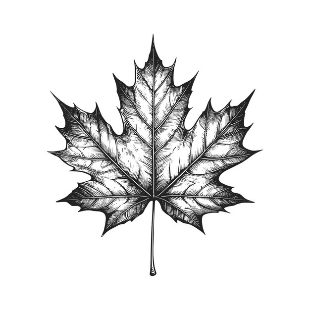 Vector ink sketch of maple leaf vector