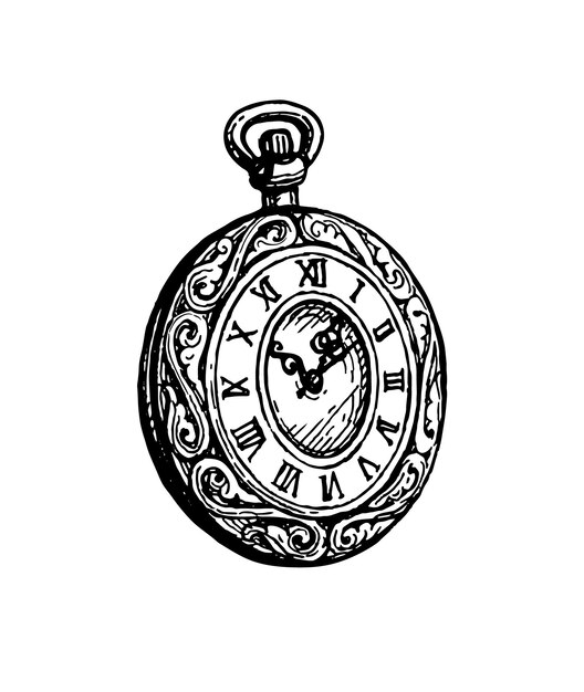 Vector ink sketch of pocket watch