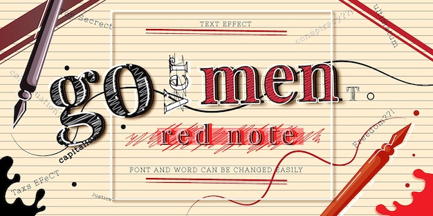 Vector ink splatter government red note text effect