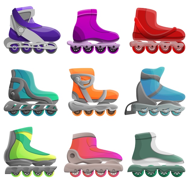 Inline skates set, cartoon style