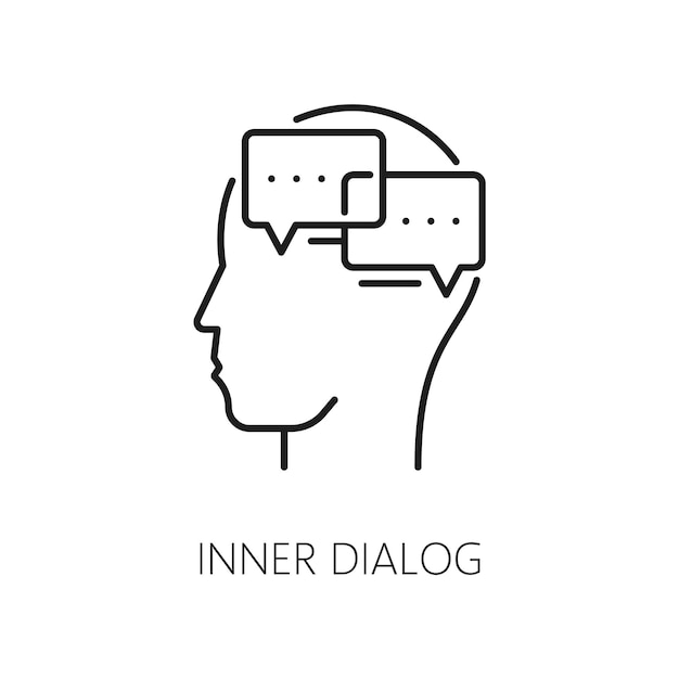 Inner dialog psychological problem line icon