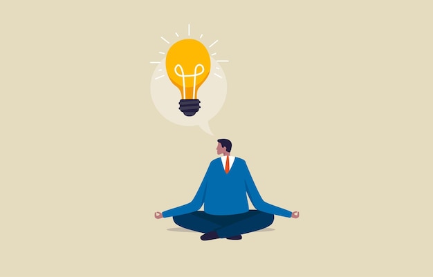 Innovation creativity or imagination for business Businessman meditating to find inspiration Illustration