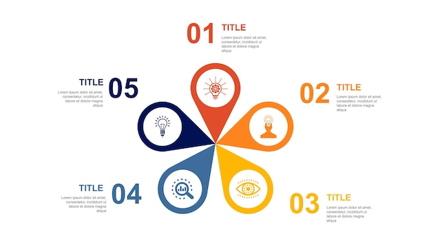 Innovation inspiration vision analysis creativity icons Infographic design layout template Creative presentation concept with 5 steps