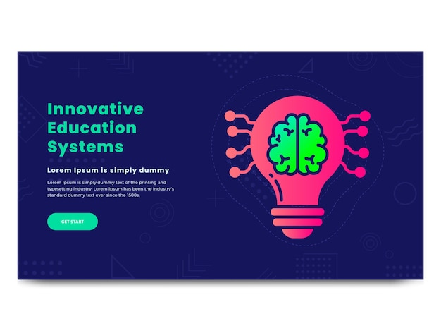 Innovation landing page template related to School education and learning, Bulb and brain ideas back