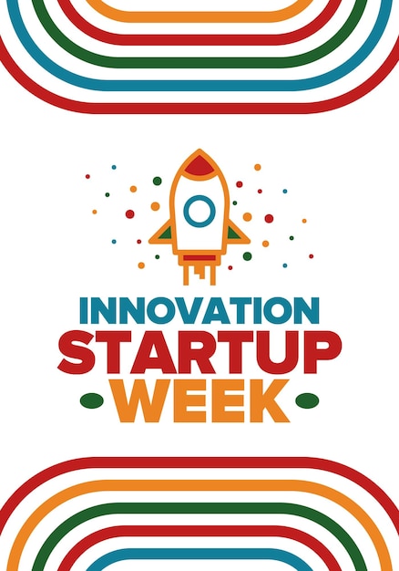 Vector innovation startup week business event technology development sponsorship creative rocket art