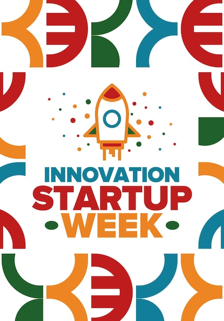 Vector innovation startup week business event technology development sponsorship creative rocket art