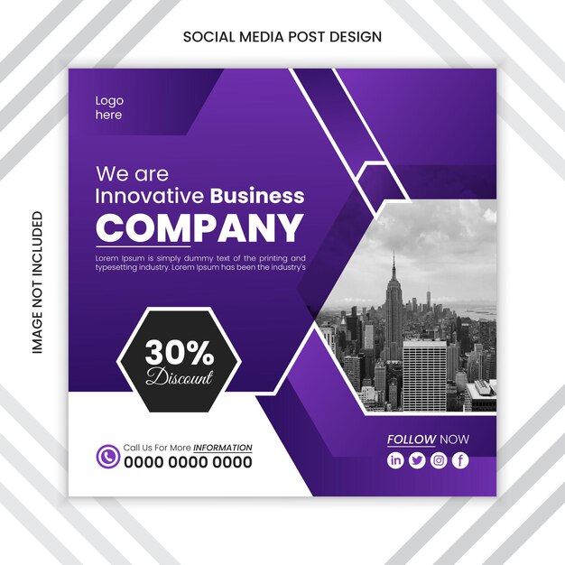 Vector innovative business social media post design for entrepreneurs