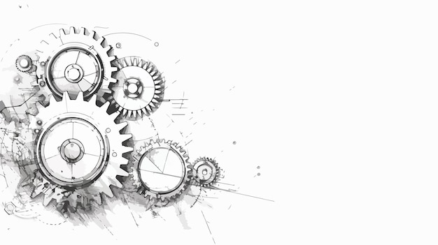 Vector innovative cogwheel sketches background for business concepts