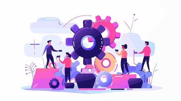 Vector innovative enterprise system gears illustration for business