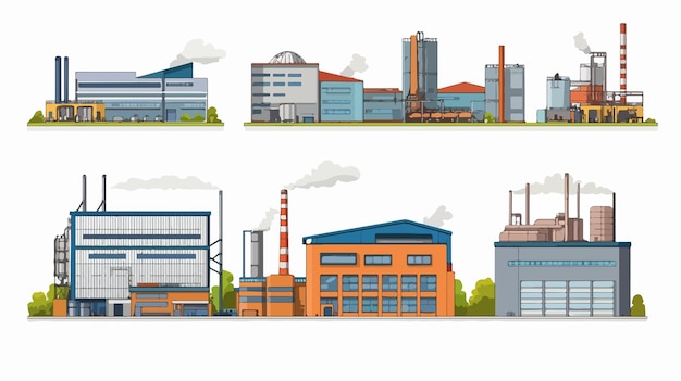 Vector innovative factory building designs for industrial projects