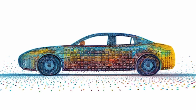 Vector innovative line mosaic art of radio control car icon