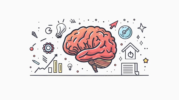 Vector innovative sketch of human brain for business ideas and strategy