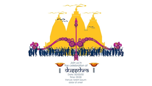 innovative vector illustration of Happy Dussehra festival of India.